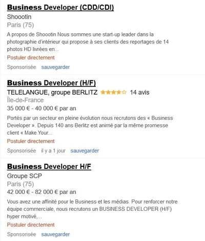 offres d'emploi liste