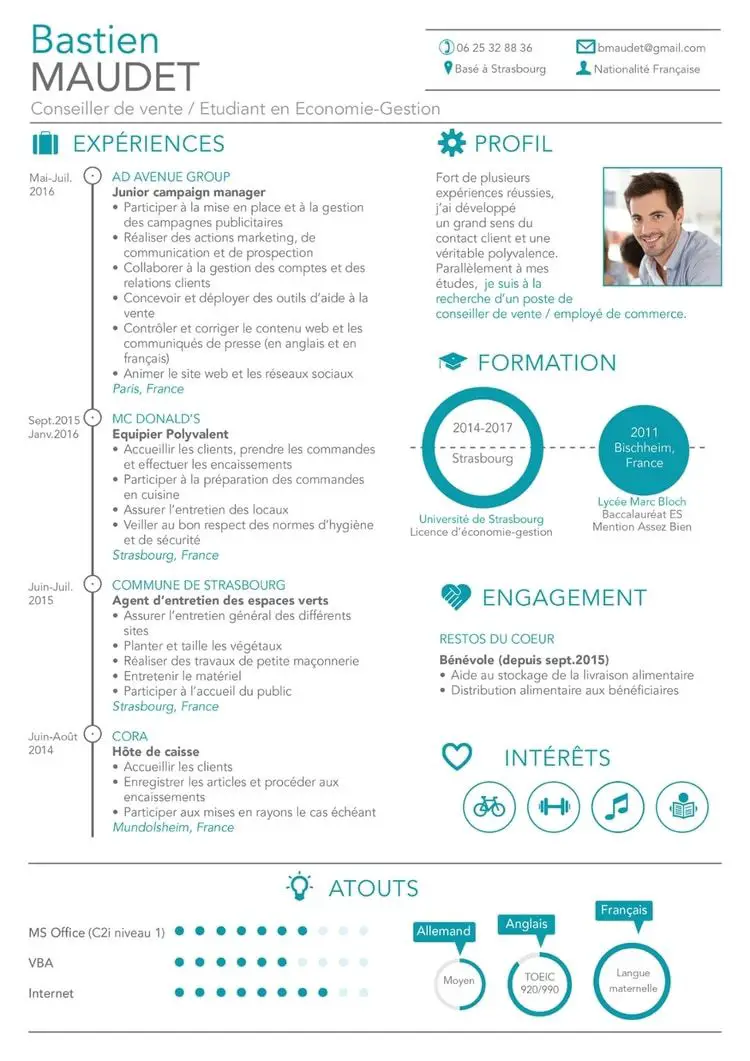 cv job d'été vendeur après modif