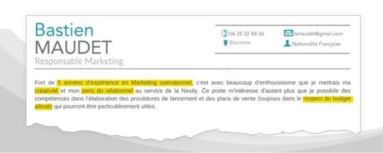 exemple d'accroche de CV