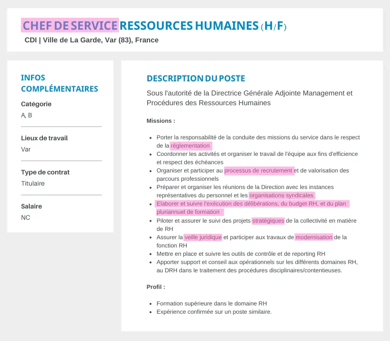 analyse offre d'emploi rh