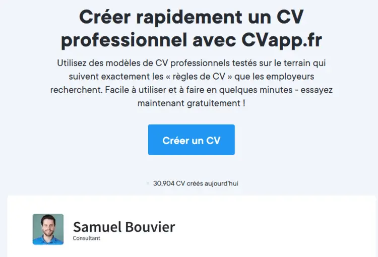 Bouton de création de CV