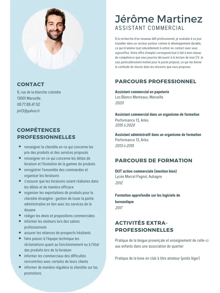 cv assistant commercial