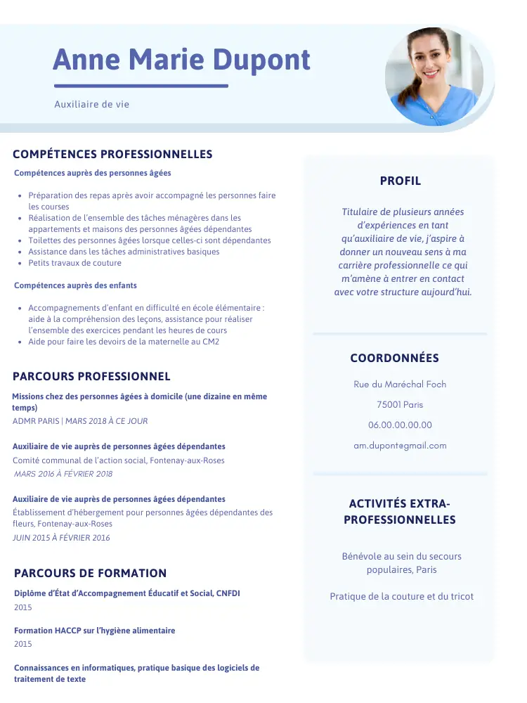 cv auxiliaire de vie