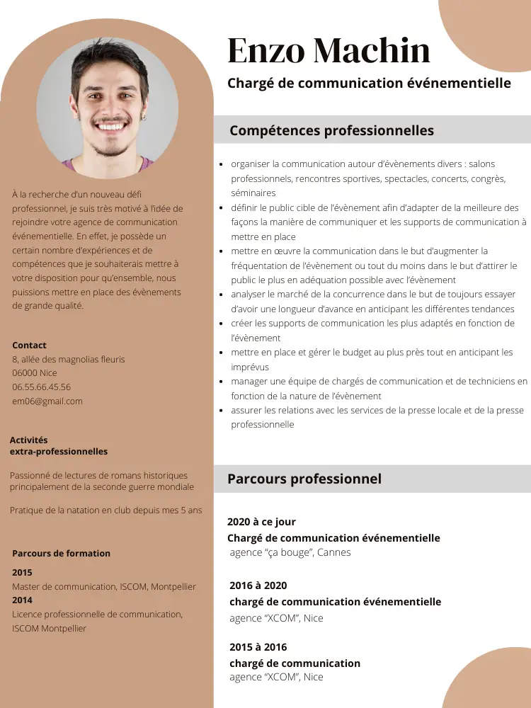 cv chargée communication