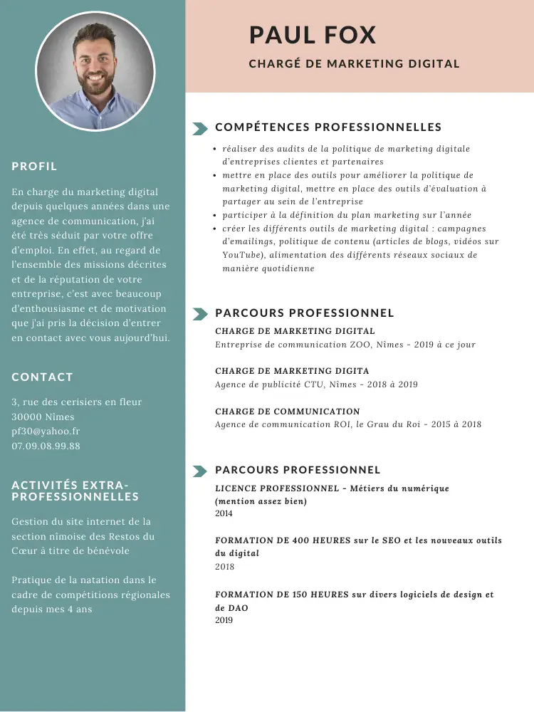 cv chargé marketing digital