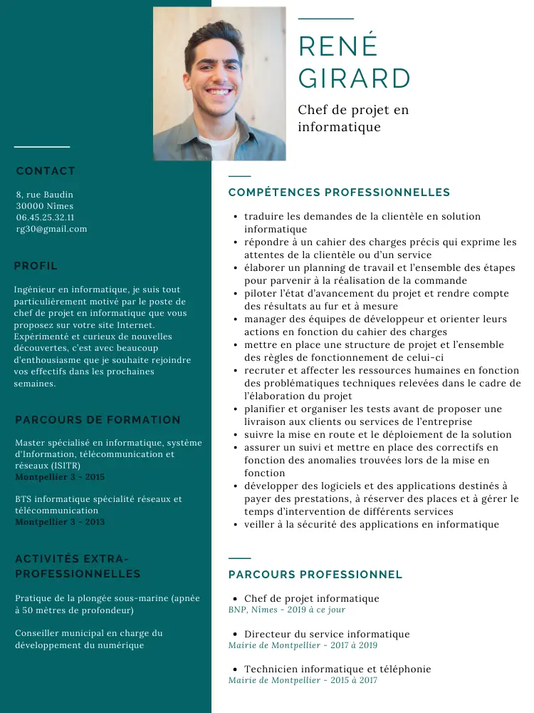 cv chef de projet informatique