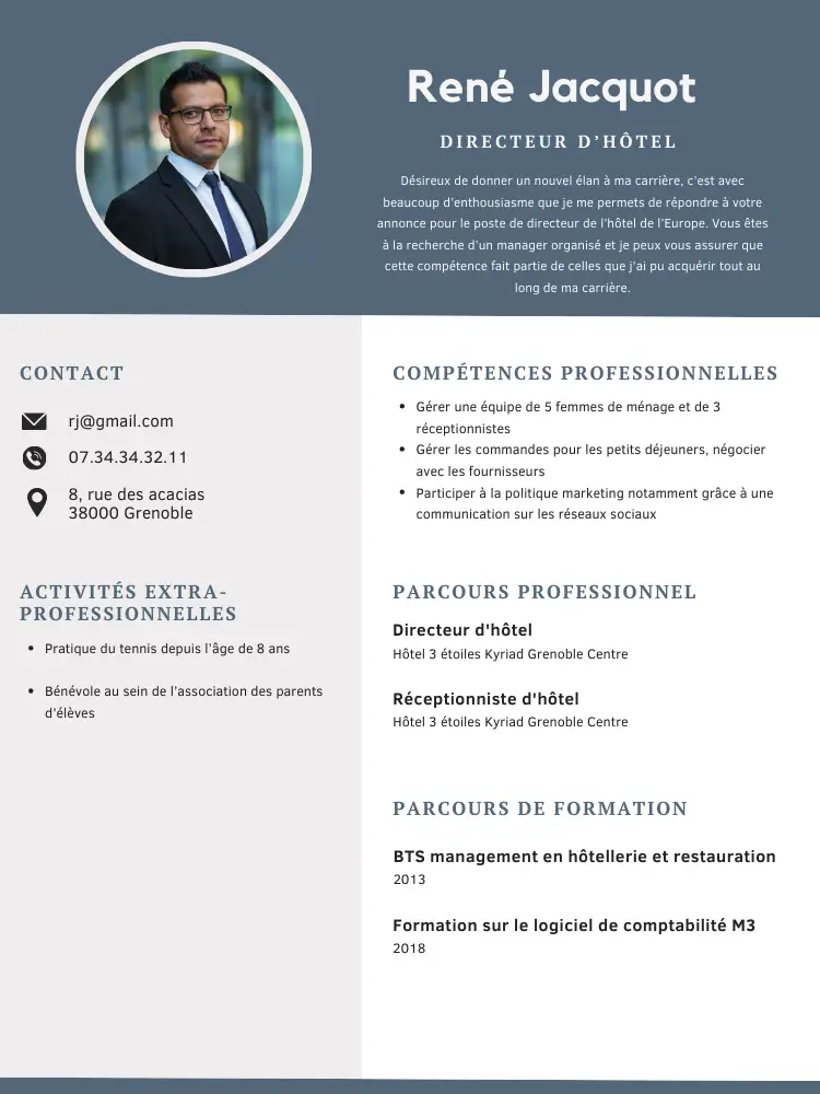 cv directeur hotel