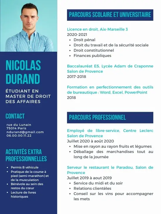 cv pour postuler à un master