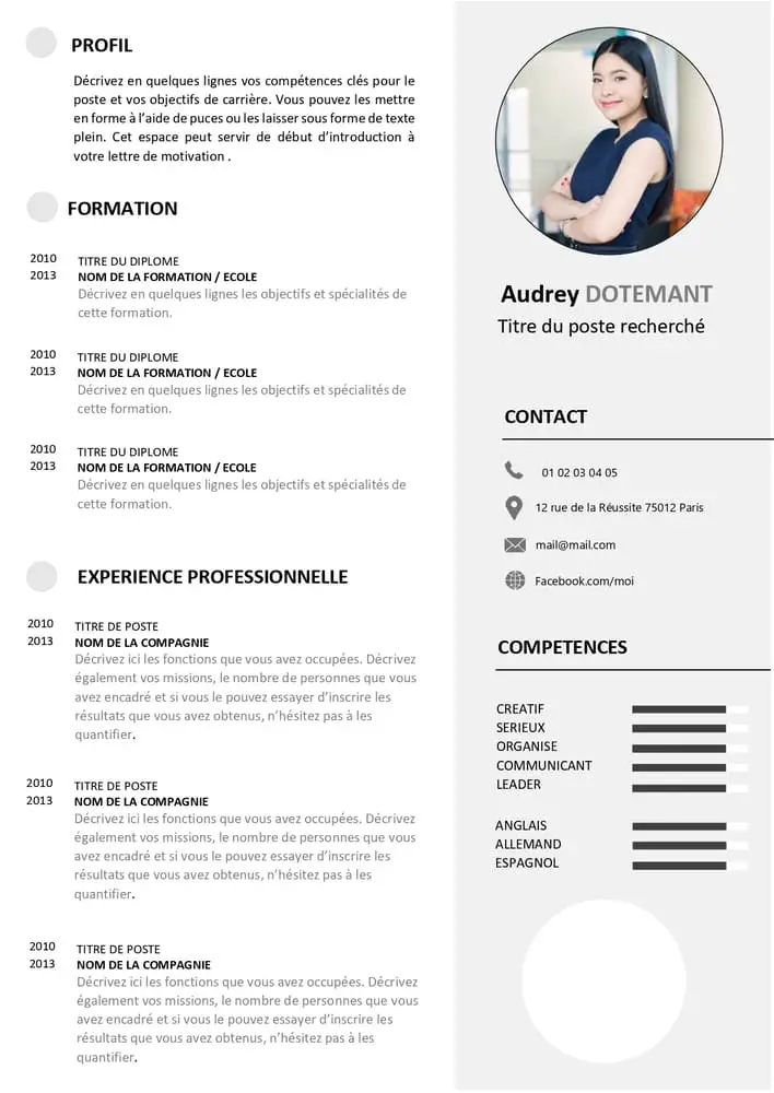 cv pour personnes experimentees