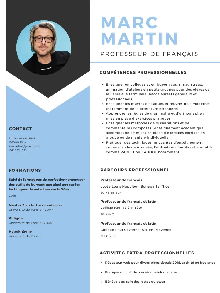 cv professeur