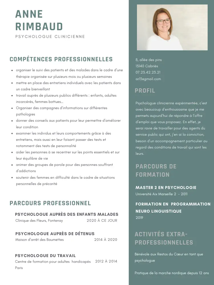 cv psychologue clinicienne