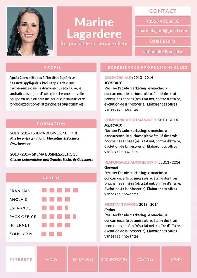 Top 10 des modèles de CV roses à télécharger