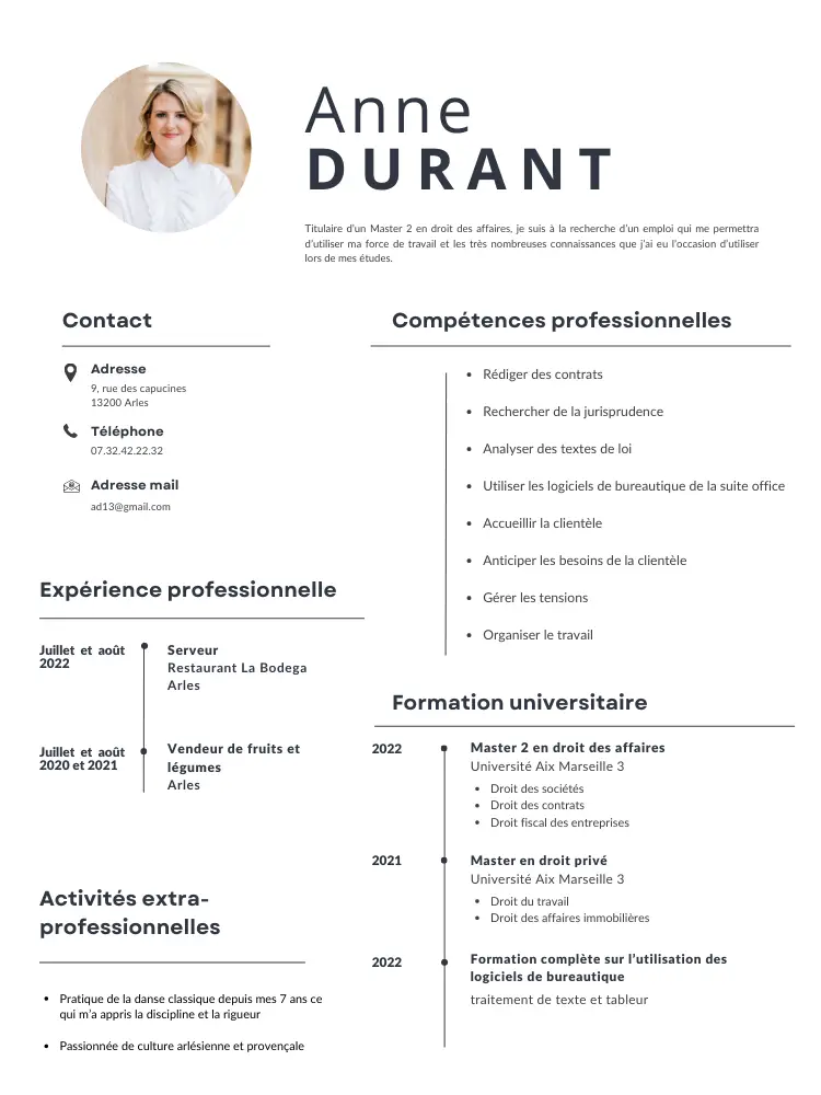 cv sans experience