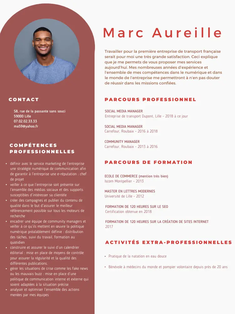 cv social media manager