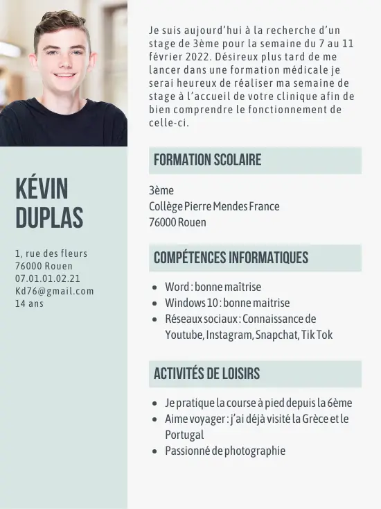 Faire un bon CV pour son stage de 3ème (avec exemple)