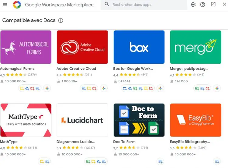 Le Google Workspace Marketplace de la suite Google