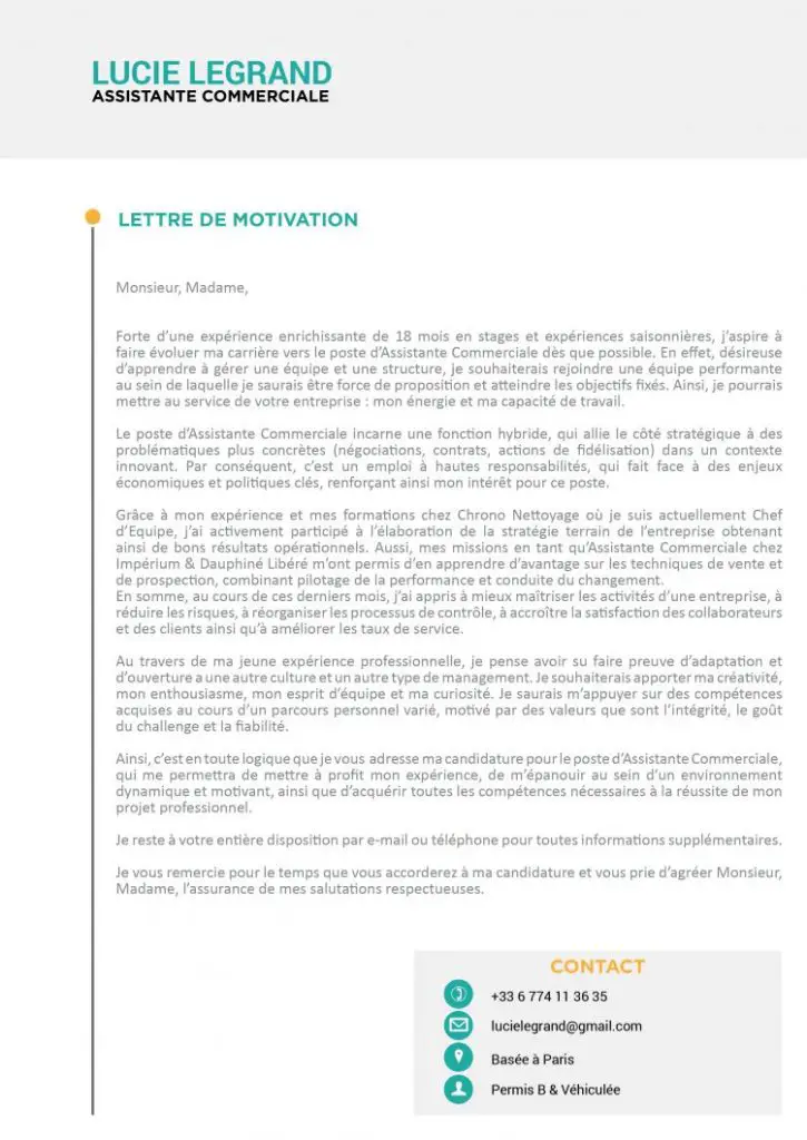 lettre motivation marketing