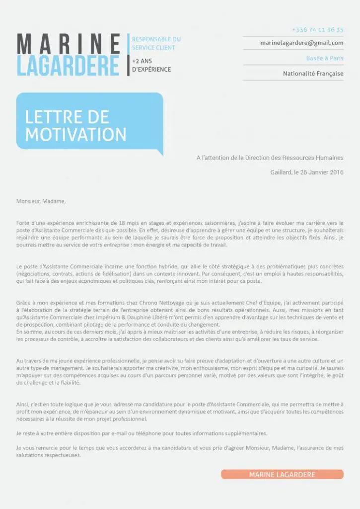 lettre motivation originale