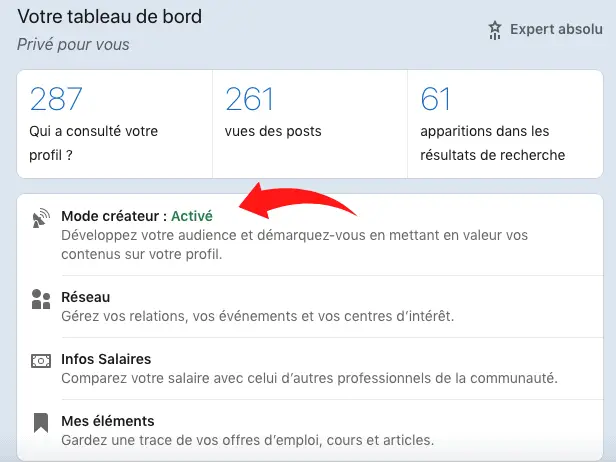 linkedin mode createur