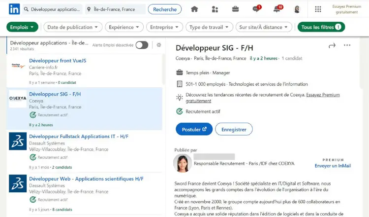 linkedin moteur de recherche emploi