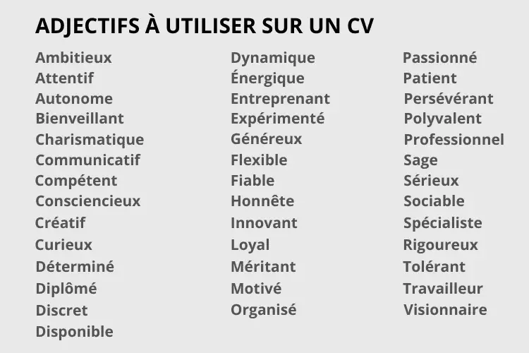 liste adjectifs pour cv