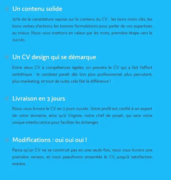 Les services de MyCVFactory