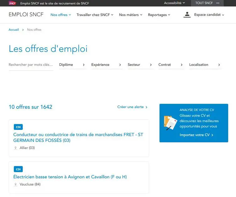 site sncf recrutement