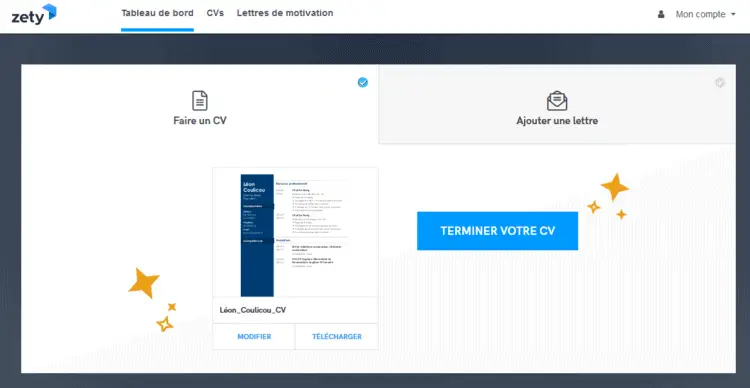 Création d'un CV sur Zety (image 13/19)