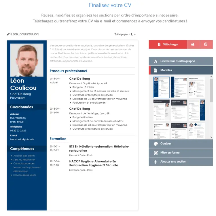 Création d'un CV sur Zety (image 15/19)