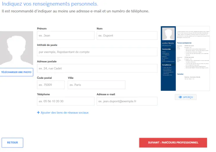 Création d'un CV sur Zety (image 5/19)