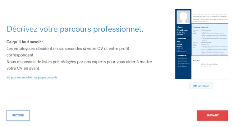 Création d'un CV sur Zety (image 7/19)