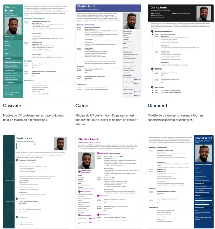 Exemples de modèles de CV sur Zety